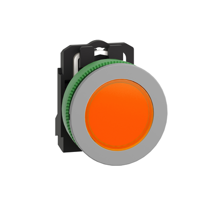 Lampada spia arancione 24Vac/dc filopannello - Ø30 - LED universale - ghiera grigia - Ø30 - LED universale