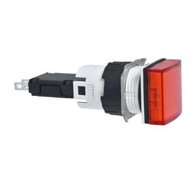 Lampada spia quadrata Ø16 - IP65 - rossa - LED integrato - 24V