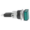 Lampada spia quadrata Ø16 - IP65 - verde - LED integrato - 24V