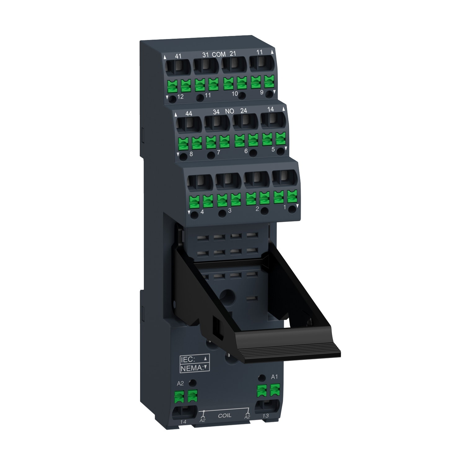 Base push-in RXZ con staffa di mantenimento, 12A/6A , per relè RXM2/RXM4 – Immagine 3 di 4