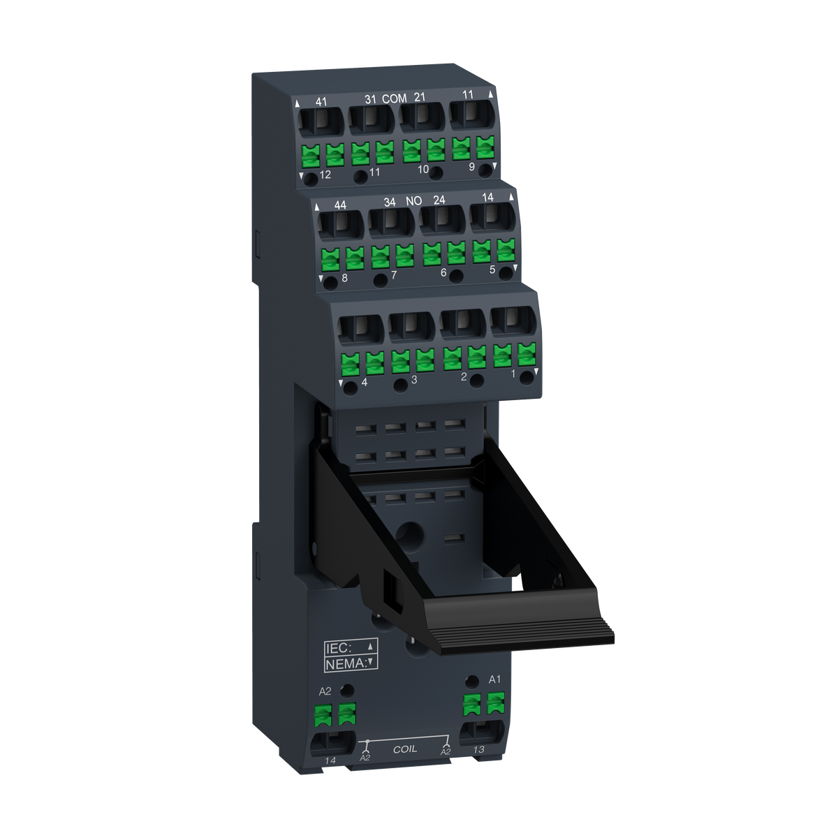 Base push-in RXZ con staffa di mantenimento, 12A/6A , per relè RXM2/RXM4