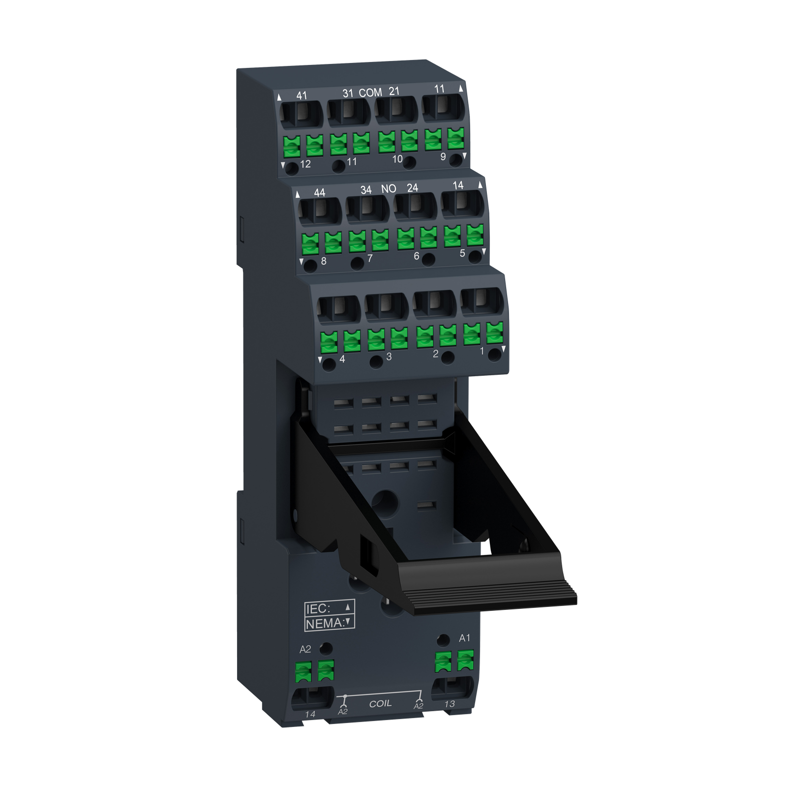 Base push-in RXZ con staffa di mantenimento, 12A/6A , per relè RXM2/RXM4