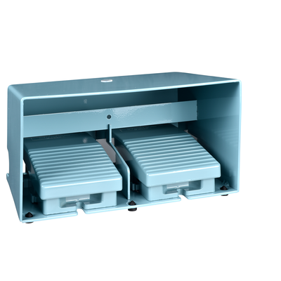Interruttore a pedale doppio - IP66 c/protezione metallo blu-2 NC + 2 NO