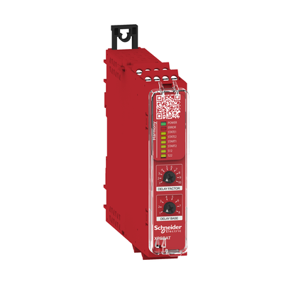 Modulo di sicurezza multifunzione  2 ingressi, Harmony XPSB, 2NO +1NO temp. + uscita segnalazione - 24 V, morsetti a vite