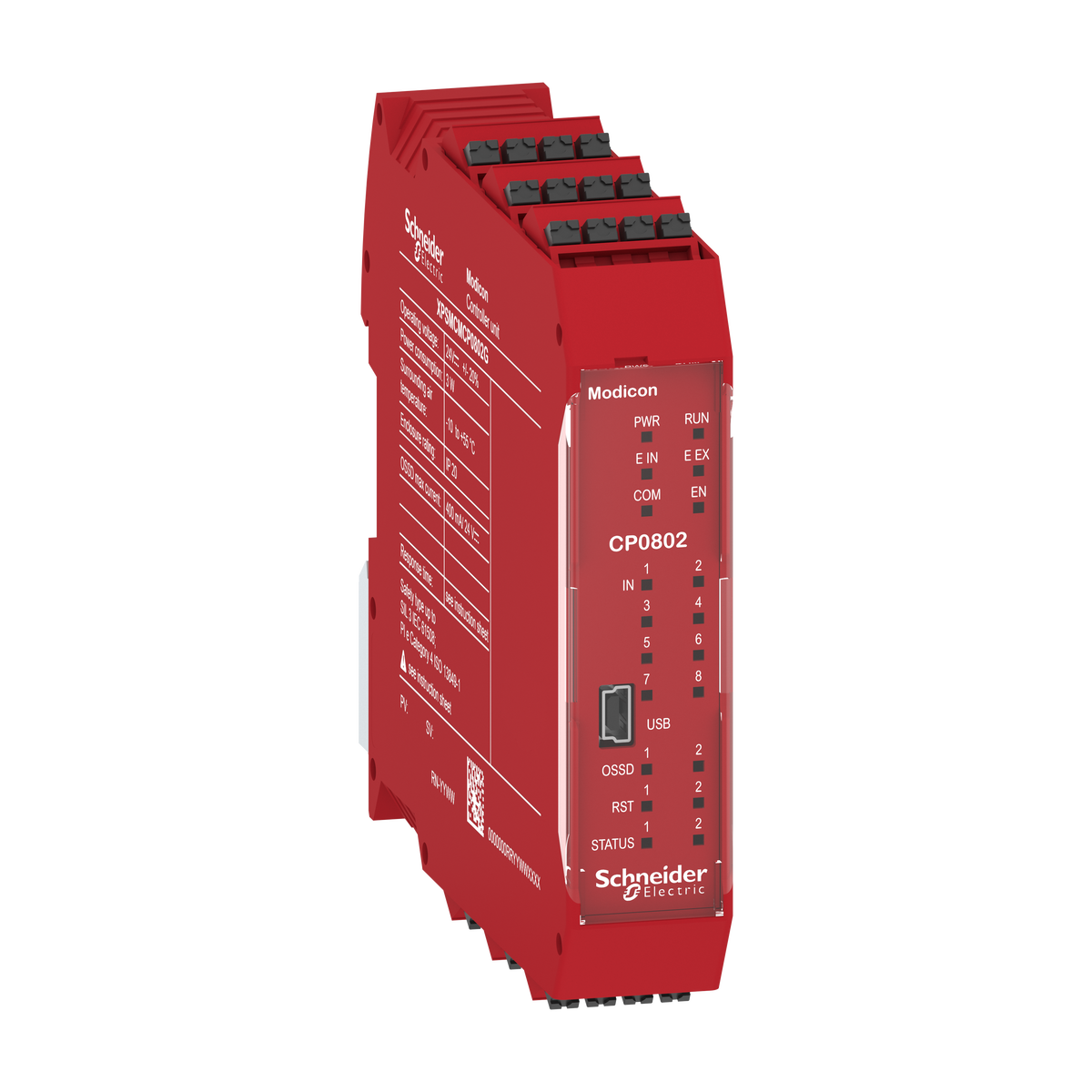 CPU di sicurezza con connettore posteriore, Modicon XPSMCM, 8 ingressi + 2 uscite digitali a doppio canale SIL3 , morsetti a molla