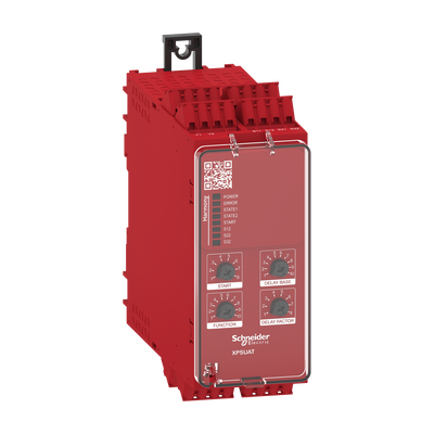 Modulo di sicurezza multifunzione  2 ingressi, Harmony XPSU, 3NO + 3NO temp. + uscita diagnostica smart - 48-230 V, morsetti a molla