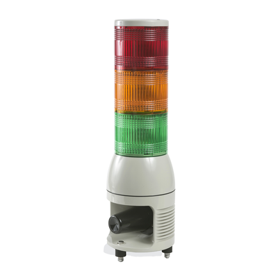 Harmony XVC, Colonna luminosa monoblocco precablata, plastica, rosso-arancione verde, Ø100, luce fissa o lampeggiante, sirena, 100...240 V AC