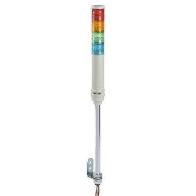 Harmony XVC, Colonna luminosa monoblocco precablata, plastica, rosso, Ø40, montaggio su tubo, luce fissa o lampeggiante, buzzer, IP23, 100...240 V AC
