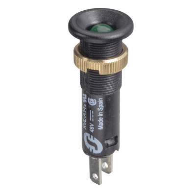 Lampada spia Ø8 - IP40 - verde - LED sporgente - 48V - faston