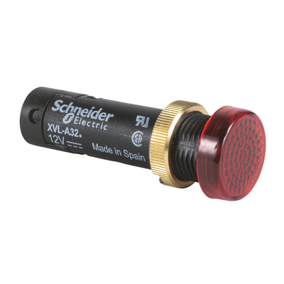 Luce pilota rotonda Ø 12 - IP40 - Rossa - LED coperto - 5 V - Capicorda