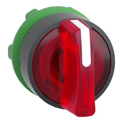 Testa selettore luminoso, Harmony XB5,  plastica, leva rossa, 22mm, per LED universale, 3 posizioni con ritorno al centro