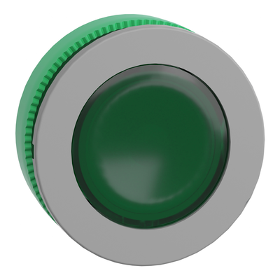 Testa lampada spia verde filopannello ghiera grigia- per LED universale- Ø30