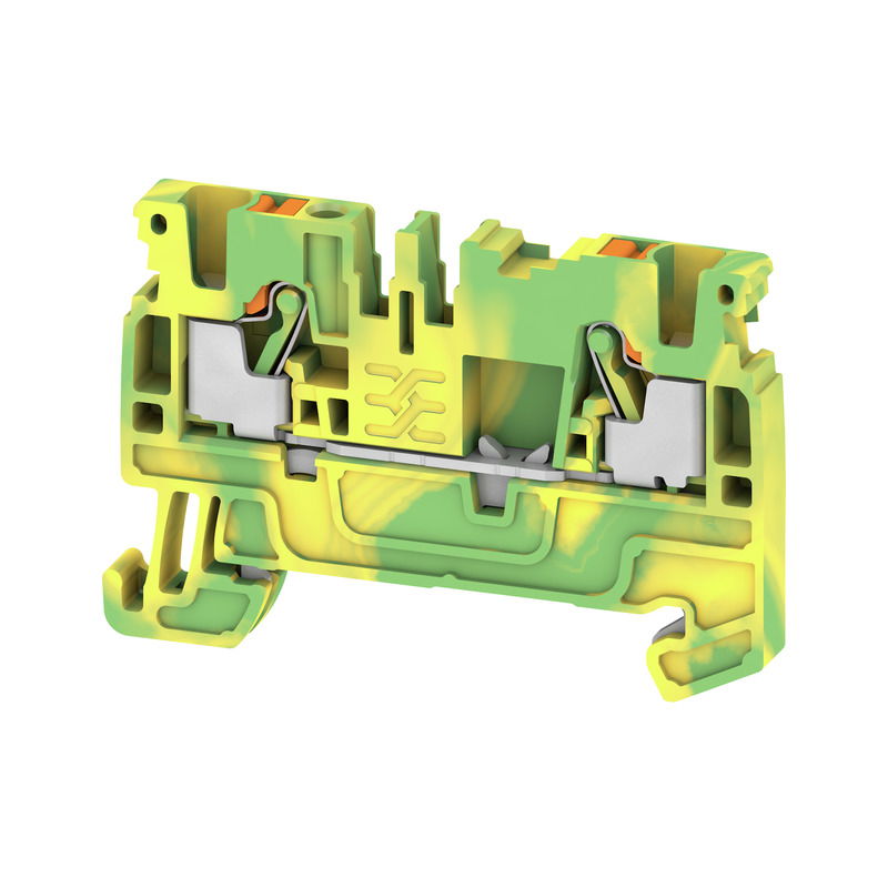 Morsetto PE, PUSH IN, Verde/giallo, 2.5 mm², 800 V, Numero di collegamenti: 2, Numero di piani: 1, TS 35, V-0, Wemid