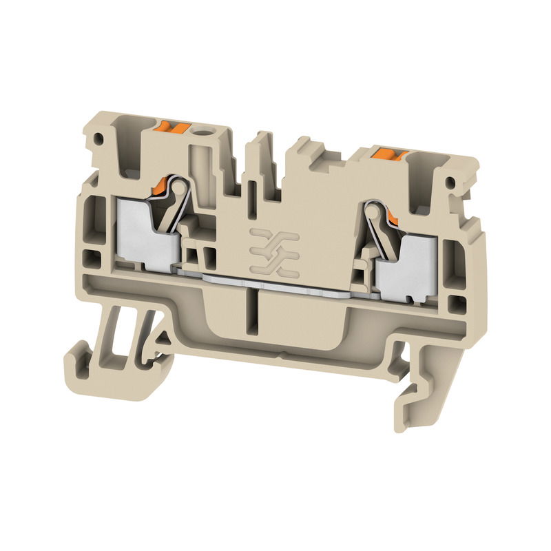 Morsettiera passante, PUSH IN, Beige scuro, 2.5 mm², 24 A, 800 V, Numero di collegamenti: 2