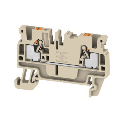 Morsettiera passante, PUSH IN, Beige scuro, 2.5 mm², 24 A, 800 V, Numero di collegamenti: 2