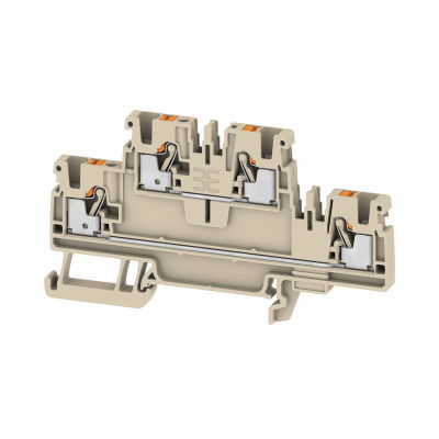 Morsetto componibile a più piani, PUSH IN, Beige scuro, 2.5 mm², 800 V, Numero di collegamenti: 4, Numero di piani: 2, TS 35, V-0