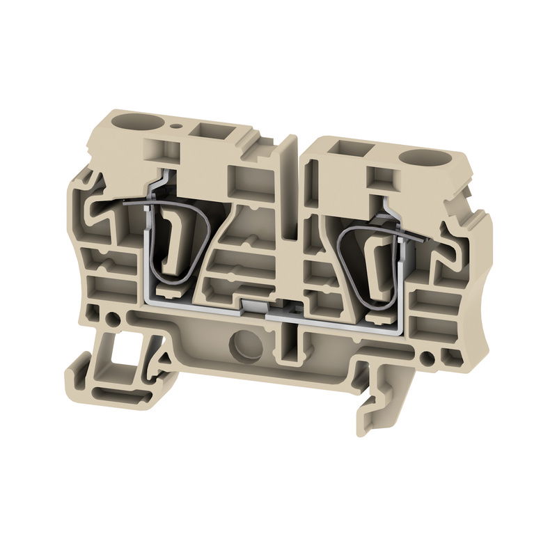 Morsettiera passante, Molla autobloccante, Beige scuro, 6 mm², 41 A, 800 V, Numero di collegamenti: 2