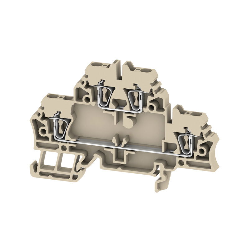 Morsetto componibile a più piani, Molla autobloccante, beige, 2.5 mm², 500 V, Numero di collegamenti: 4, Numero di piani: 2, TS 35, V-0