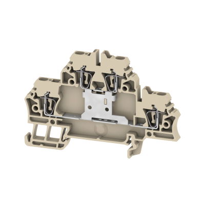 Morsetto componibile a più piani, Molla autobloccante, Beige scuro, 2.5 mm², 500 V, Numero di collegamenti: 4, Numero di piani: 2, TS 35, V-0