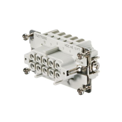 Inserto di contatto (Connettori a innesto industriali), Femmina, 500 V, 16 A, Numero di poli: 10, Molla autobloccante, Dimensioni di installazione: 4