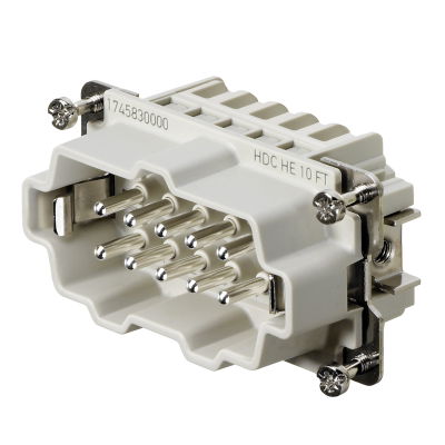 Inserto di contatto (Connettori a innesto industriali), Maschio, 500 V, 16 A, Numero di poli: 10, Molla autobloccante, Dimensioni di installazione: 4