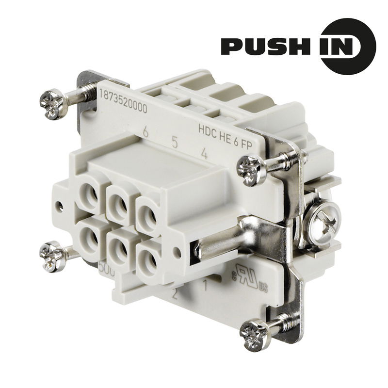 Inserto di contatto (Connettori a innesto industriali), Femmina, 500 V, 24 A, Numero di poli: 6, PUSH IN, Dimensioni di installazione: 3