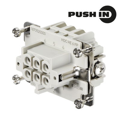 Inserto di contatto (Connettori a innesto industriali), Femmina, 500 V, 24 A, Numero di poli: 6, PUSH IN, Dimensioni di installazione: 3