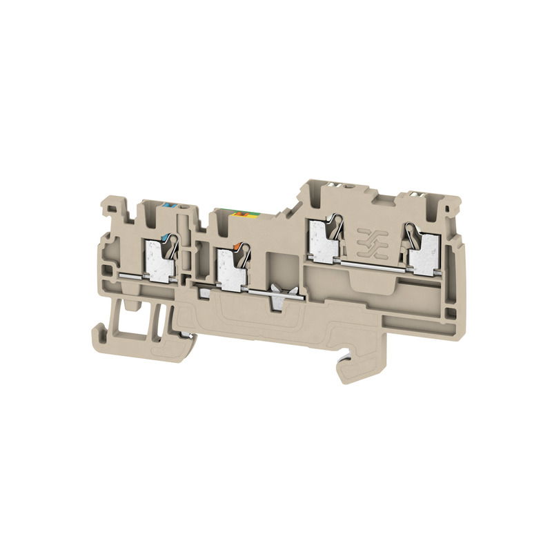 Morsetto componibile per sensori e attuatori, PUSH IN, Beige scuro, 1.5 mm², 13.5 A, 250 V, Numero di collegamenti: 4, Numero di piani: 2, TS 35