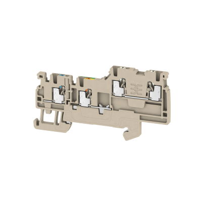 Morsetto componibile per sensori e attuatori, PUSH IN, Beige scuro, 1.5 mm², 13.5 A, 250 V, Numero di collegamenti: 4, Numero di piani: 2, TS 35