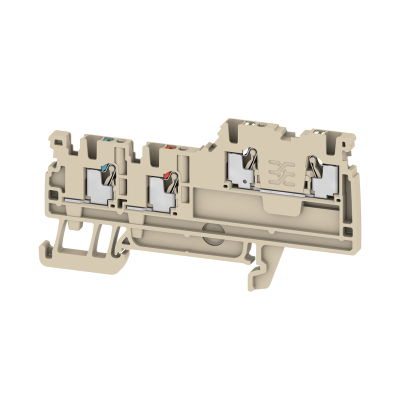 Morsetto componibile per sensori e attuatori, PUSH IN, Beige scuro, 1.5 mm², 13.5 A, 250 V, Numero di collegamenti: 4, Numero di piani: 2, TS 35