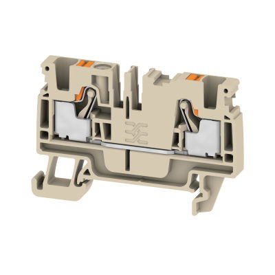 Morsettiera passante, PUSH IN, Beige scuro, 4 mm², 32 A, 800 V, Numero di collegamenti: 2