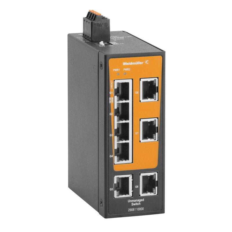 Switch rete, unmanaged, Gigabit Ethernet, 8x RJ45, -40 °C...75 °C, IP30