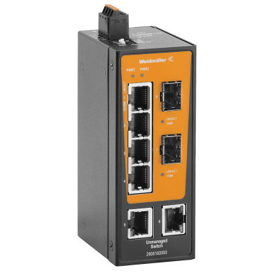 Switch rete, unmanaged, Fast Ethernet, 6x RJ45, 2x 100BaseSFP slot, -40 °C...75 °C, IP30