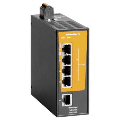 Interruttore PoE, unmanaged PoE, Gigabit Ethernet, 1x RJ45, 4x RJ45 PoE++, IP30, -40 °C...75 °C