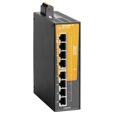 Interruttore PoE, unmanaged PoE, Gigabit Ethernet, 8x RJ45 PoE++, IP30, -40 °C...75 °C