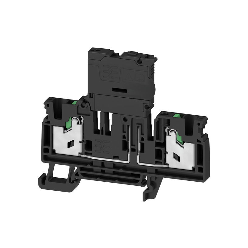 Morsetto componibile portafusibile, SNAP IN, nero, 4 mm², 6.3 A, 250 V, Numero di collegamenti: 2, Numero di piani: 1, TS 35