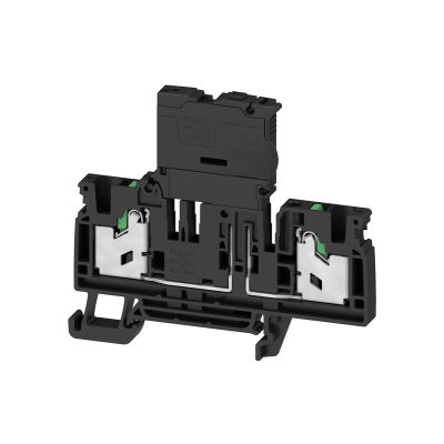 Morsetto componibile portafusibile, SNAP IN, nero, 4 mm², 6.3 A, 250 V, Numero di collegamenti: 2, Numero di piani: 1, TS 35