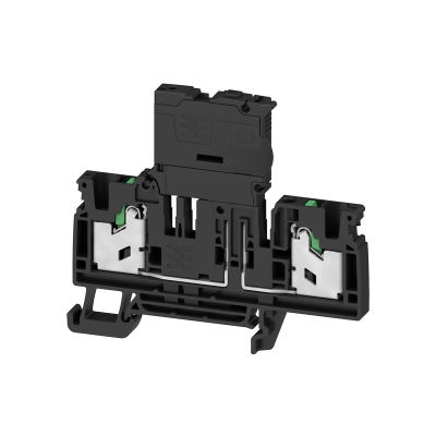 Morsetto componibile portafusibile, SNAP IN, nero, 4 mm², 6.3 A, 250 V, Numero di collegamenti: 2, Numero di piani: 1, TS 35