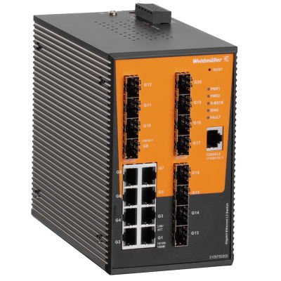 Switch rete, managed, Gigabit Ethernet, 8x RJ45 10/100/1000BaseT(X), 12x 100/1000BaseSFP Slot, -40 °C...75 °C, IP30