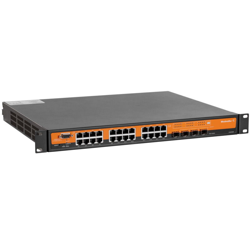 Switch rete, managed PoE, Gigabit Ethernet, 22x RJ45 10/100/1000BASE-T(X) PoE+, 2x combo-ports (10/100/1000BASE-T(X) PoE+ or 100/1000BaseSFP), 2x 100/