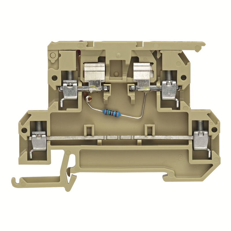 Morsetto componibile portafusibile, Collegamento a vite, beige / giallo, 4 mm², 6.3 A, 24 V, Numero di collegamenti: 4, Numero di piani: 2, TS 35