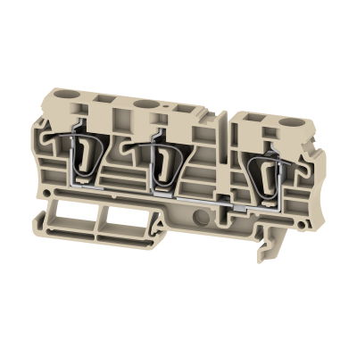 Morsettiera passante, Molla autobloccante, Beige scuro, 6 mm², 41 A, 800 V, Numero di collegamenti: 3