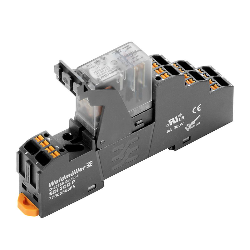 Modulo a relè, 24 V DC, LED verde, 2 Contatto di scambio (AgSnO) , 250 V AC, 5 A, PUSH IN