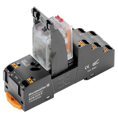 Modulo a relè, 24 V AC, LED rosso, 2 Contatto di scambio (AgNi flash dorata) , 250 V AC, 10 A, PUSH IN