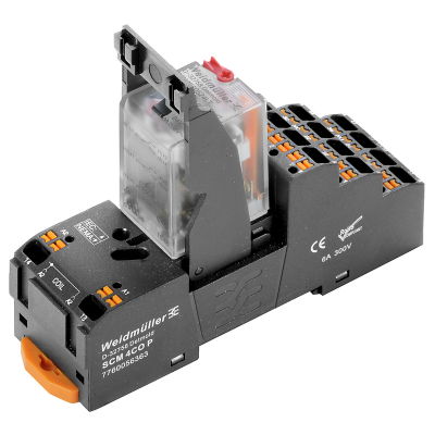 Modulo a relè, 24 V AC, LED rosso, 4 Contatto di scambio (AgNi flash dorata) , 250 V AC, 5 A, PUSH IN