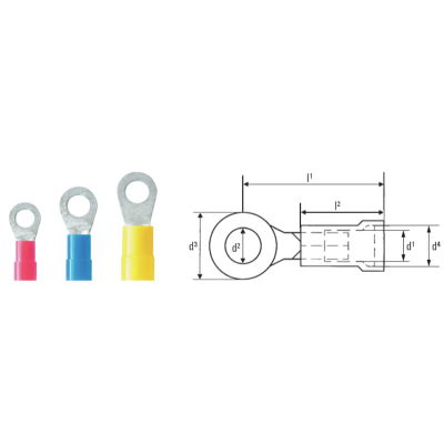 Capicorda ad anello, Isolamento: PVC, presente, Sezione di collegamento cavo, max.: 6 mm², giallo