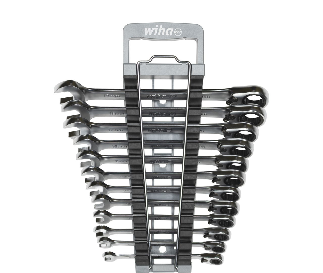 Wiha Set di chiavi fisse a cricchetto ad anello 12 pz. commutabili nel supporto (44661)