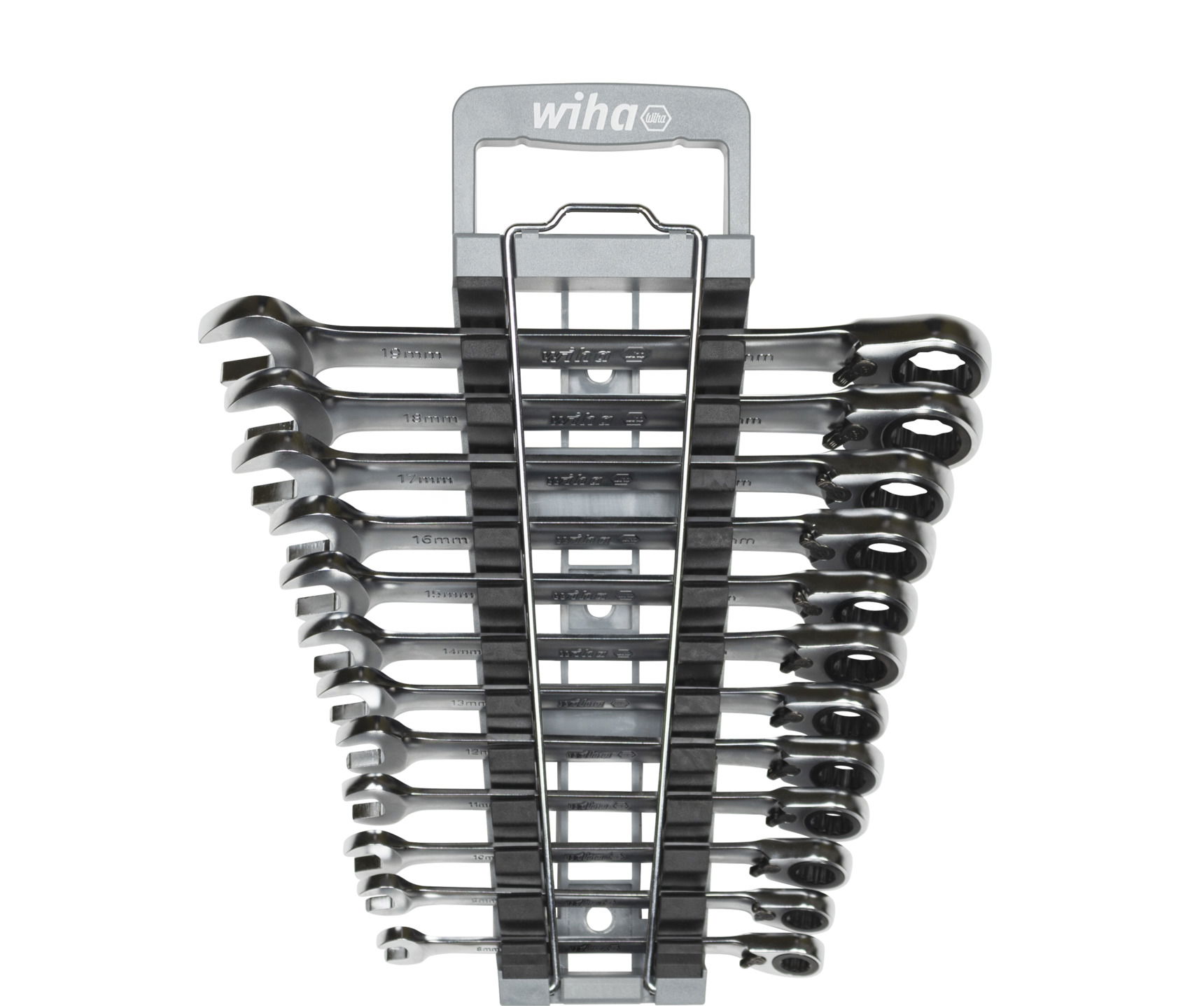 Wiha Set di chiavi fisse a cricchetto ad anello 12 pz. commutabili nel supporto (44661)