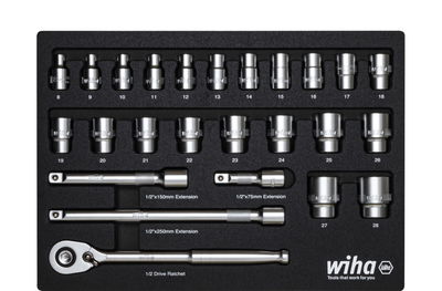 Wiha Set cricchetto da 1/2" 25 pz. nell'inserto in espanso (44740)