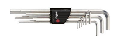 Wiha Set di chiavi a brugola in supporto Compact Esagonale, 9 pz., nichelatura lucida (01222)
